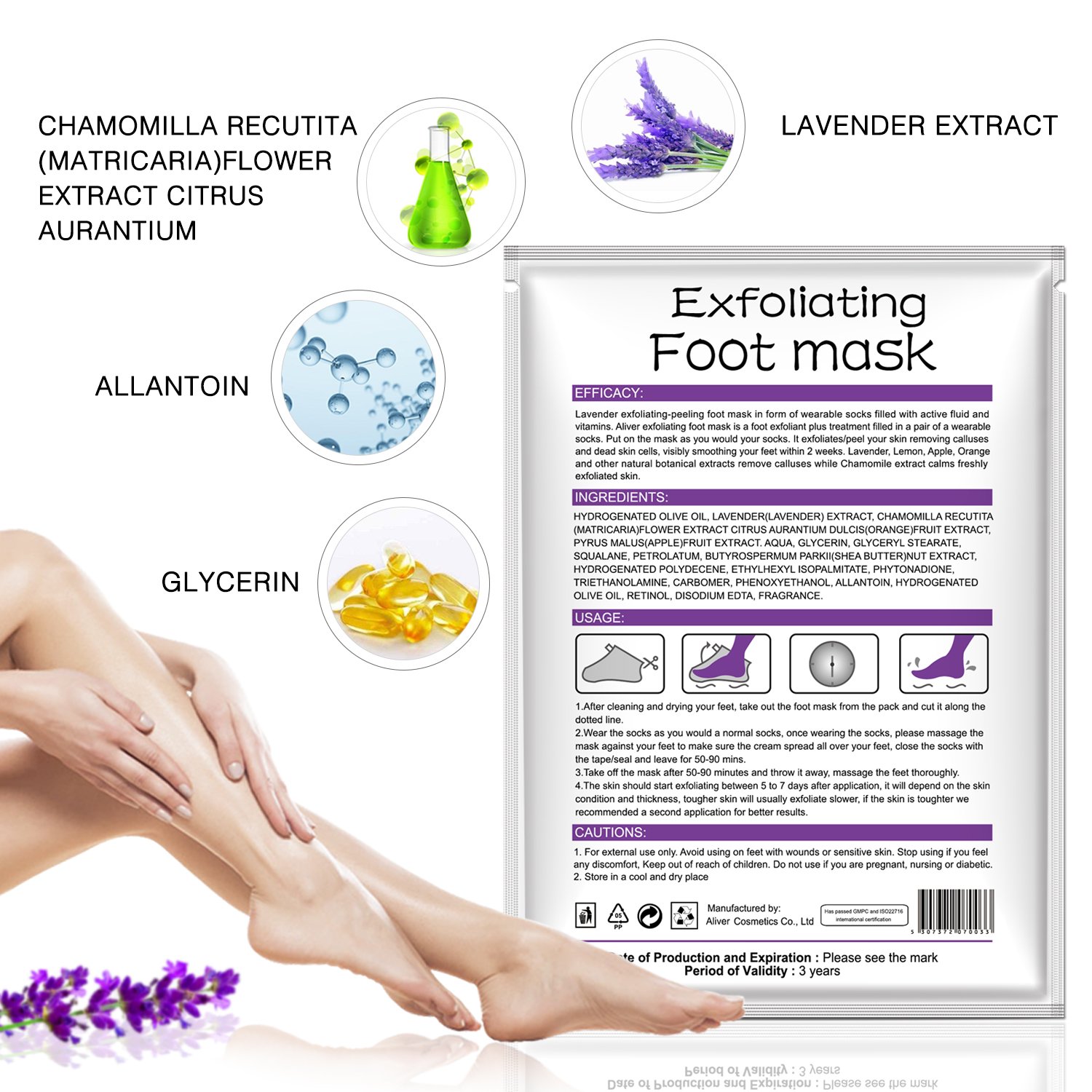 Foot Peel Mask 3 Pack， Exfoliator Peel Off Calluses Dead Skin Callus Remover，Baby Soft Smooth Touch Feet-Men Women (Lavender) : Beauty