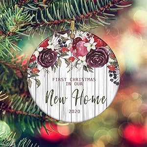 Rustic First Christmas in our New Home Christmas Ornament 2020-New Home Married Wedding Decoration for Couple Holiday Ornament Keepsake 3