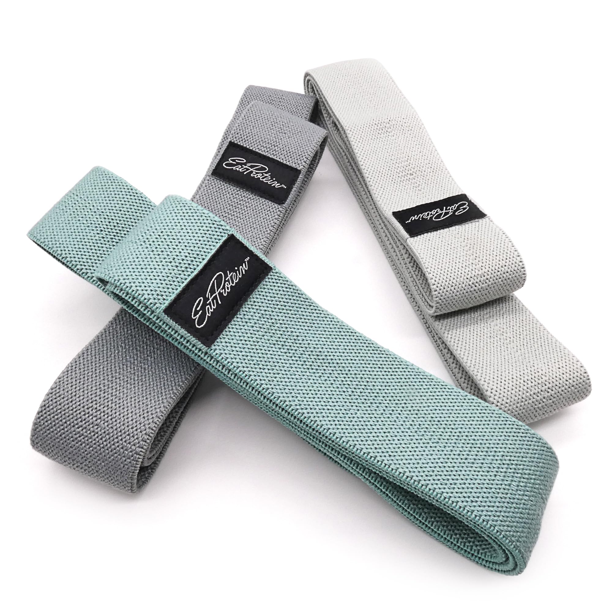 EatProtein - Long Fabric Resistance Band - Woven with Natural Latex, Prevents Breakage & Slipping - Perfect for Strength Training, Physiotherapy & Rehabilitation - Light, Medium, Heavy (Set of 3)