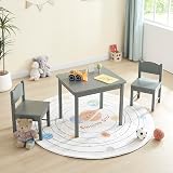 Panana Kids Wooden Table & Chairs Set for Preschoolers - Grey view 4