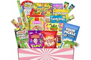Sour Gift Basket, 25 Treats, Ultimate Pucker-Up Snack Pack, Gift-Ready, Variety of Sour Candies from Around the World | Lecsa