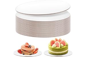 Cmkura 20 Pack 8 Inch Round Cake Boards, Disposable Corrugated White Cake Cardboard Food-graded Plate Tray Circles Base for Dessert DIY Crafts Display