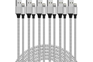 YEFOOT [Apple MFi Certified] 6Pack[3/3/6/6/6/10ft] iPhone Charger Lightning Cable Compatible iPhone 14ProMax/14Pro/14/14Plus/13Pro/13/12Pro/12/11 and More-Silver&White