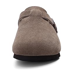 KIDMI Women's Genuine Suede Clogs Cork Footbed