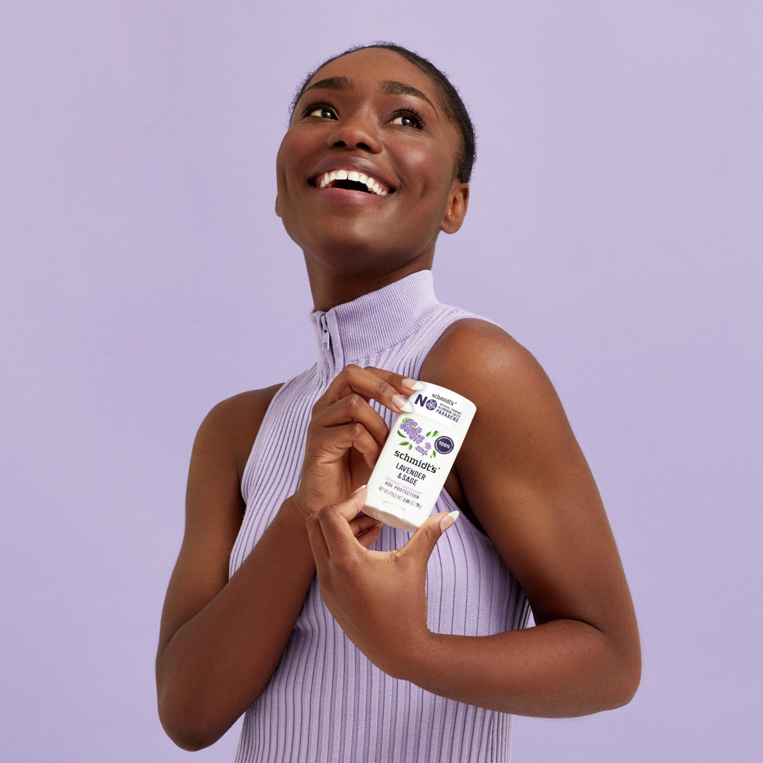 Schmidt's Aluminum-Free Vegan Deodorant Lavender & Sage with 24 Hour Odor Protection, 2 Count for Women and Men, Natural Ingredients, Cruelty-Free, 2.65 oz