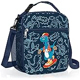 Clastyle Monster Insulated Kids Lunch Bag Large Thermal Cooler Bag for Boy Picnic School Lunch Box Tote,Skateboard Dinosaur