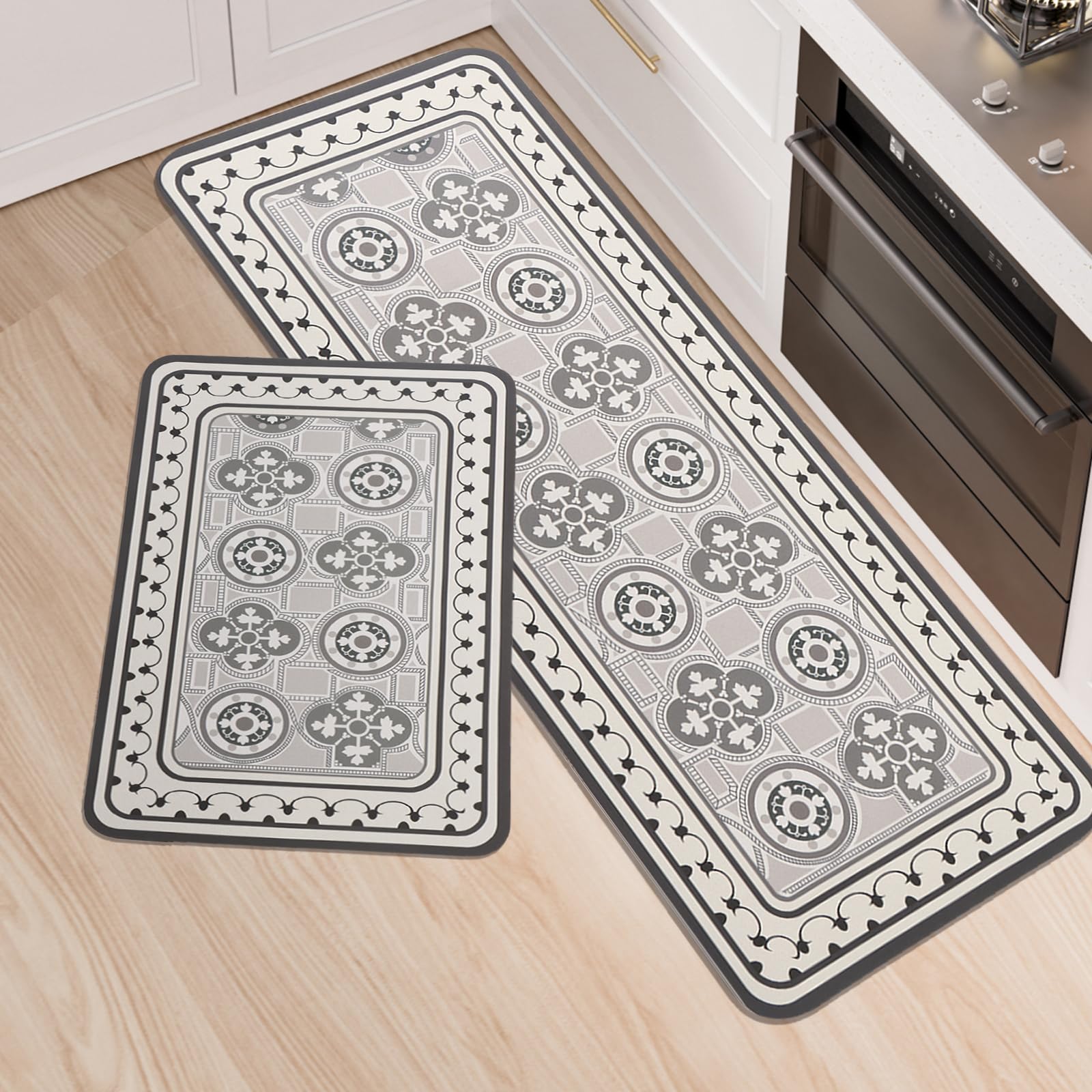 LY4U Kitchen Rug Sets, 2 Piece Non Slip Kitchen Mats and Rugs Runner Set, Rubber Backing Super Absorbable Washable Floor Mats, 43x75+43x120cm — image 1