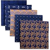 SHLAX&WING 5 Pieces Assorted Mens Silk Pocket Square Set Handkerchiefs