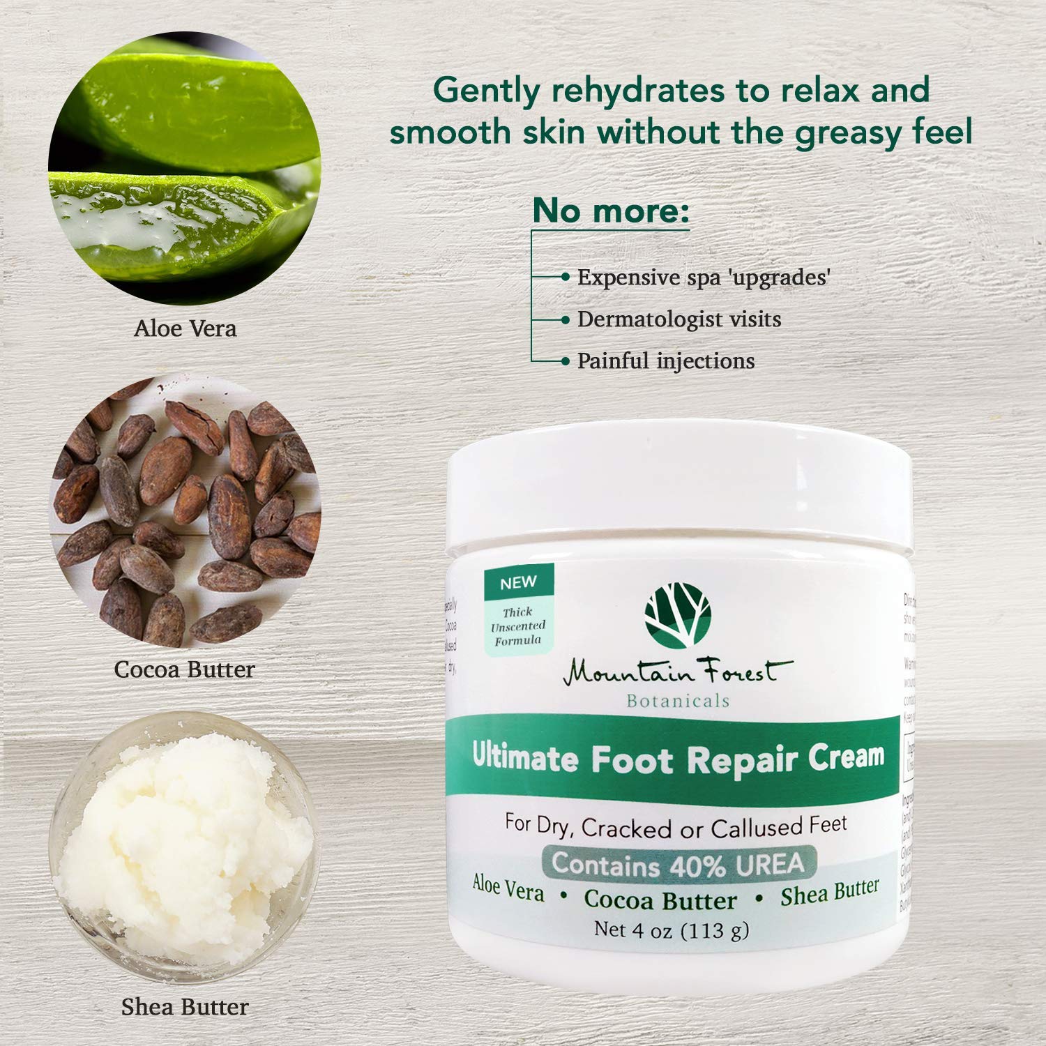 Urea 40% Percent Ultimate Foot Repair Cream & Dry Cracked Heel Treatment | Corn & Callus Remover Unscented Aloe Vera, Cocoa & Shea Butter Moisturizer | Dry Dead Skin Remover for Feet : Beauty