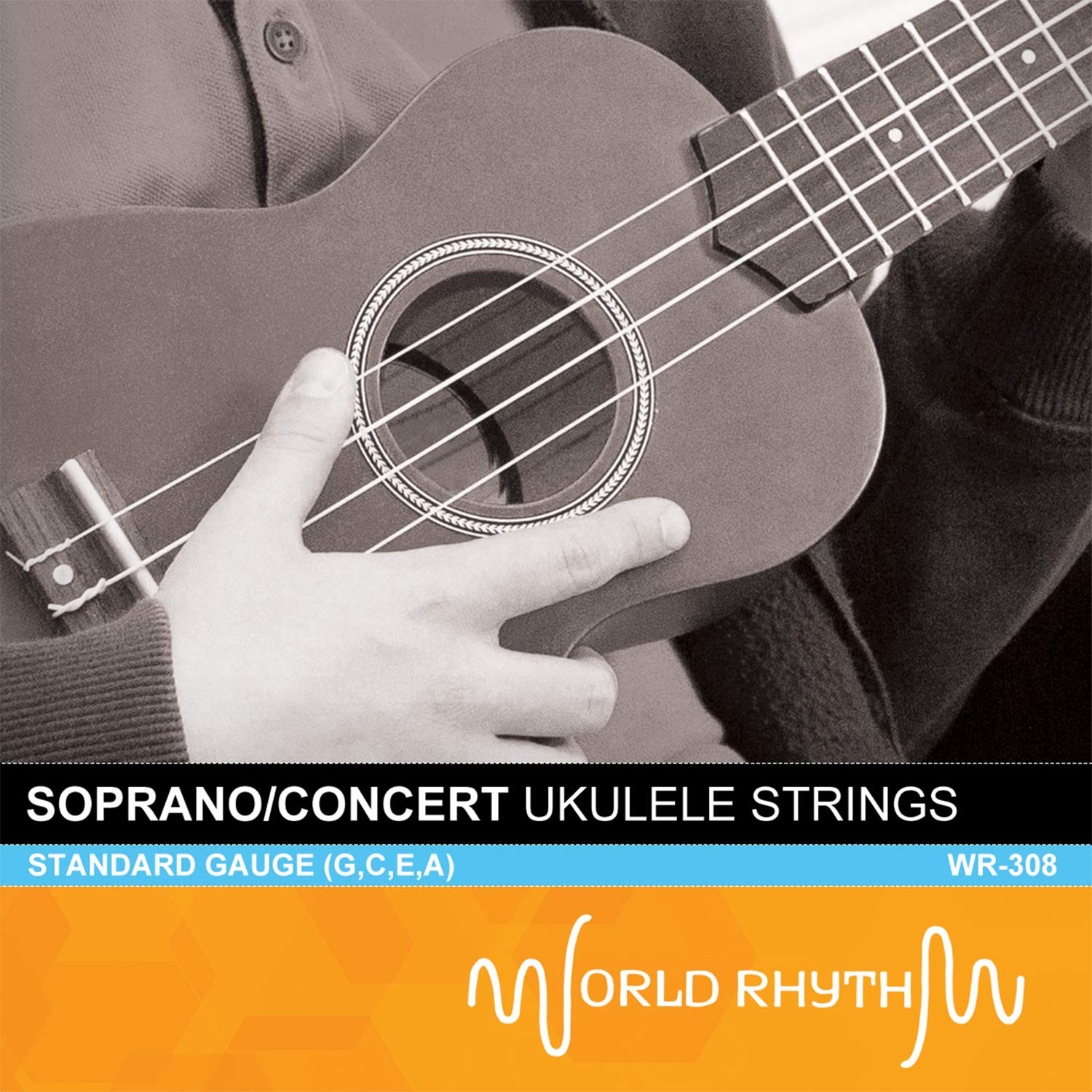 World Rhythm WR-308 Soprano Ukulele Strings – White Nylon, Normal Tension - Full Set
