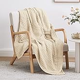 Love's cabin 6 Layer 100% Cotton Muslin Blanket, 50"x60" Throw Muslin Blanket for Couch Bed, Lightweight and Breathable Cotton Gauze for Adult, Beige