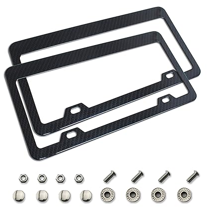 Amazoncom Zuye License Plate Frame Black Carbon Fiber