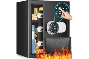 POVANJE 2.6 Cub Safe Box Fireproof Waterproof With Fireproof Document Bag, Touchscreen Digital Large Fireproof Safe With Dual Alarm System, Mute Mode, Personal Security Money Safe For Home A4 Document Gift