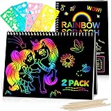Winstico Scratch Art Paper Set 2 Books 5 Styluses 4 Templates Art Kit for Kids view 1