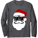 Santa Claus with Sunglasses Funny Christmas Design Long Sleeve T-Shirt