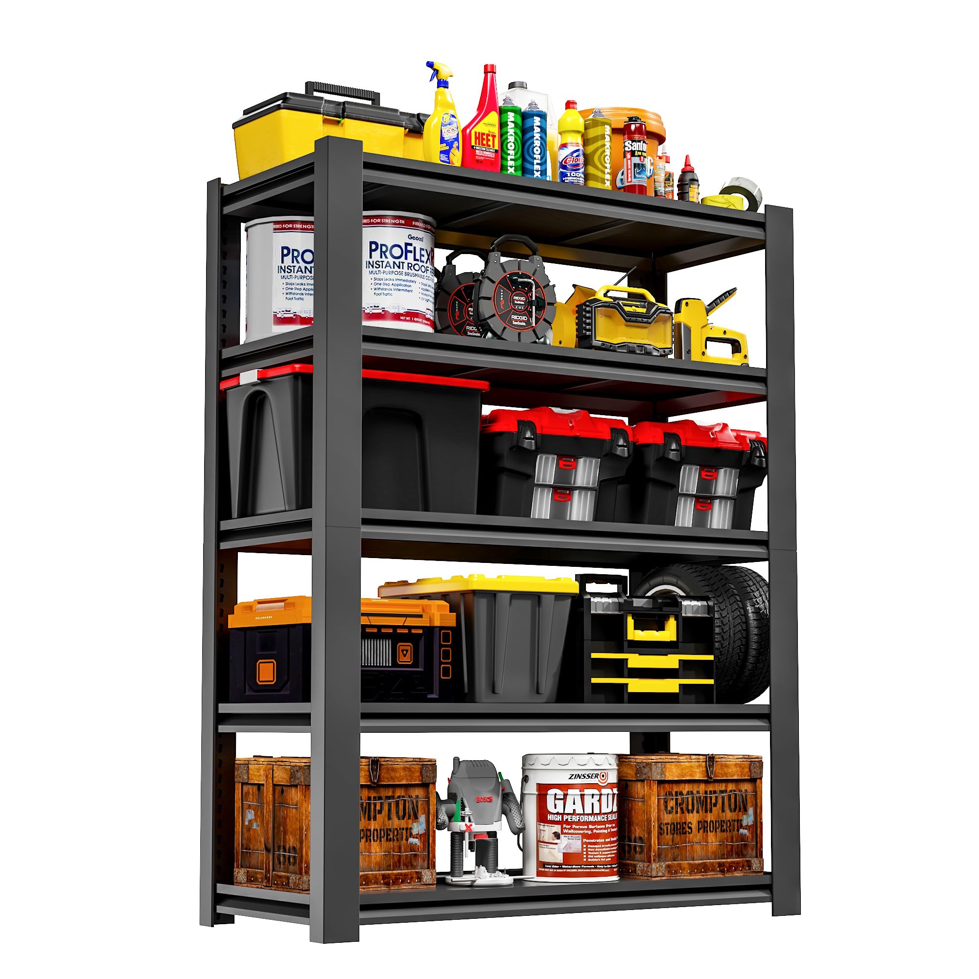 Photo 1 of **FOR PARTS ONLY/MISSING ASSEMBLY PIECES** DARTIIA 72" H Garage Shelving 3000LBS Heavy Duty Storage Shelves Adjustable 5 Tier Metal Shelves for Storage Garage Industrial Shelving Utility Racks,24" D*48" W*72" H,Black