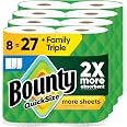 Bounty Quick-Size Paper Towels, White, 8 Family Triple Rolls = 27 Regular Rolls