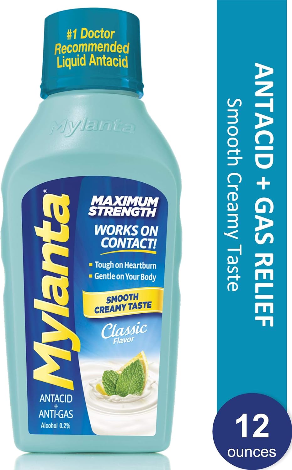 Amazon Com Mylanta Antacid And Gas Relief Maximum Strength mylanta antacid and gas relief maximum strength formula classic flavor 12 fluid ounce