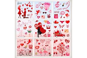 QNTCCX 9-Sheet Valentine's-Day Window Clings - Hearts Decor with 103Pcs Window Stickers for Home, Party, Wedding Decor - Elevate Festive Vibes with Window Ornaments