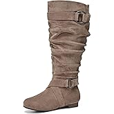 mysoft Women's Wide Calf/Extra Wide Calf Knee High Boots Slouchy Flat Tall Boots with Side Zipper