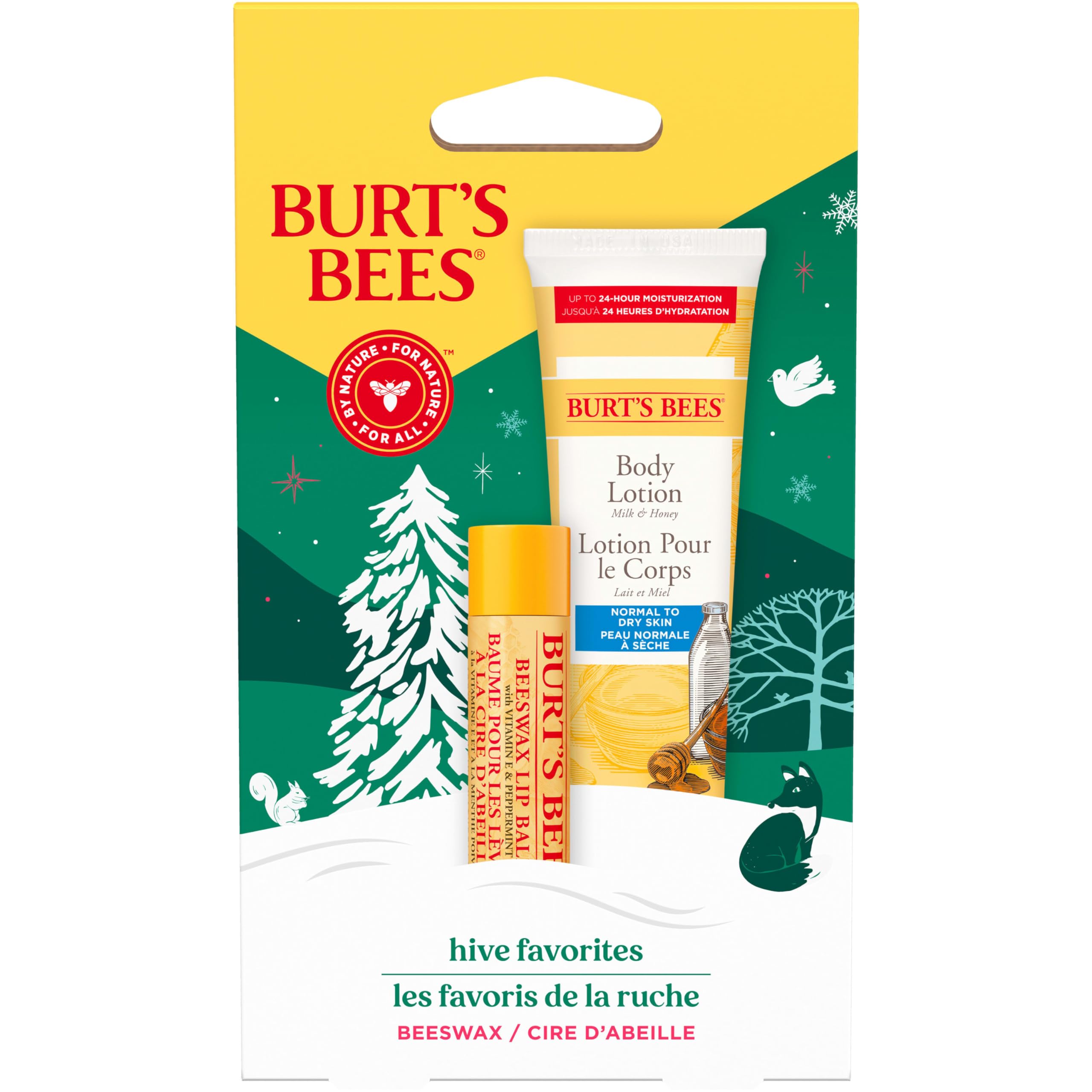 Burt's Bees Gift Set for Lip & Body, Beeswax Lip Balm & Mini Milk & Honey Body Lotion, Hive Favorite Limited Edition — image 1