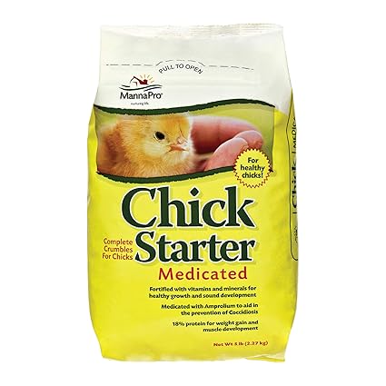 Manna Pro Medicated Chick Starter Crumble Feed For Healthy Growth 5 Lb