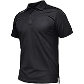 TACVASEN Mens Polo Shirts Short Sleeve Quick Dry Collared Shirt Performance Pique Polos for Athletic Tactical Golf Work