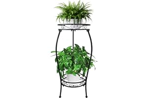 CASIMR 2 Tier Plant Stand Indoor Outdoor, 26.6" Tall Metal Potted Holder Rack Multiple Flower Pot Stand Heavy Duty Plant Shel