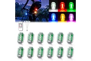 MNJ MOTOR Wireless LED Strobe Lights with Remote Control, High Brightness 8 Colors Anti-Collision Lights Waterproof Emergency Warning Lights for Car Motorcycle Drone Aircraft Bike (12 Pcs)