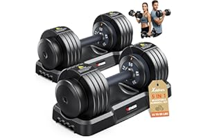 XDDIAS Adjustable Dumbbell Set of 2-25LB/55LB Set-1Sec Adjustable Dumbbell Weights-5 in 1 Free Weights Dumbbells Set with Effortless Tray/No-Slip Handle-Compact Size for Women/Men at Home Gym