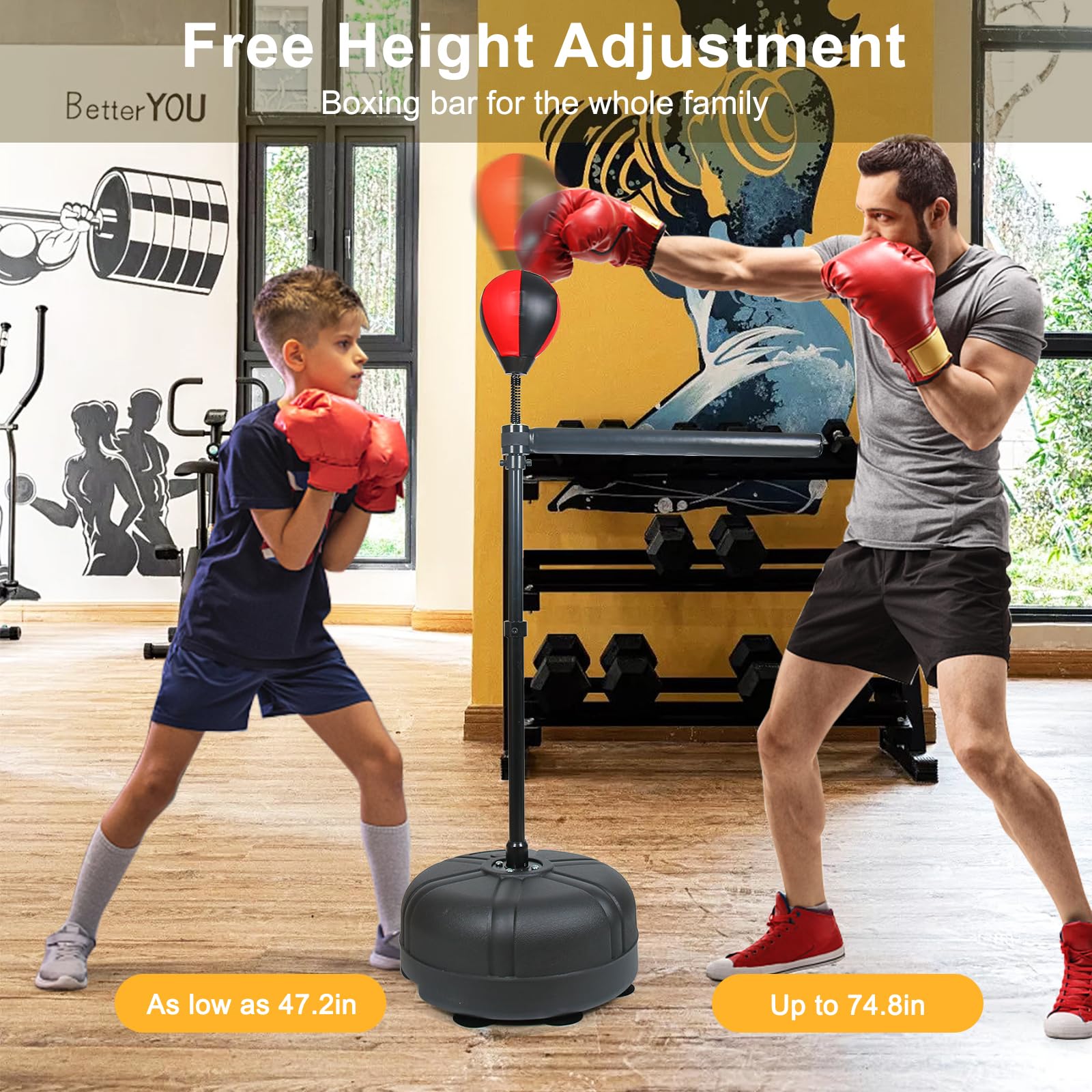 Boxing Spinning Bar Wall Mount Boxing Bar Reflex Height