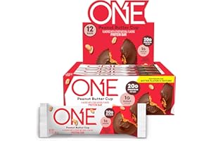 ONE Protein Bars, NEW Recipe Peanut Butter Cup, Gluten Free Protein Bars with 20g Protein and 1g Sugar, Pantry Staples, 2.12 oz (12 Count)