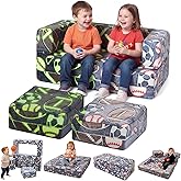 Cvortll Modular Kids Play Couch, Glow in Dark Kids Sofa, Child Sectional Sofa, Toddler Play Couch Fold Out Kid Sofa for Playroom Bedroom, Convertible Foam and Floor Cushion for Boys and Girls, Ball