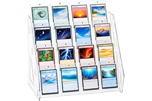 DEEIF 4 Tier Acrylic Trading Card Display Stand, 12" Riser Display Shelf for Magnetic Holders, Toploaders, PSA Graded Cards, TCG Sports Card Collection (1 Pack)
