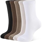 CLOSEMATE Womens Calf Crew Socks Comfortable Soft Cotton and Lightweight 5 Pairs