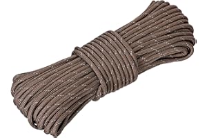 EXTEDRG 20 Meters Reflective Paracord 9-Strand 4mm Reflective Rope Tarp Tent Rope Camping Survival Cord (Brown)