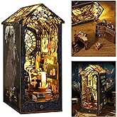 ISSEVE DIY Book Nook Kit, 3D Wooden Puzzle DIY Miniature House Kit for Booknook Shelf Insert Decoration, Magic Book House Stand Bookshelf Dollhouse for Adults with Sensor Light (Detective Agency)