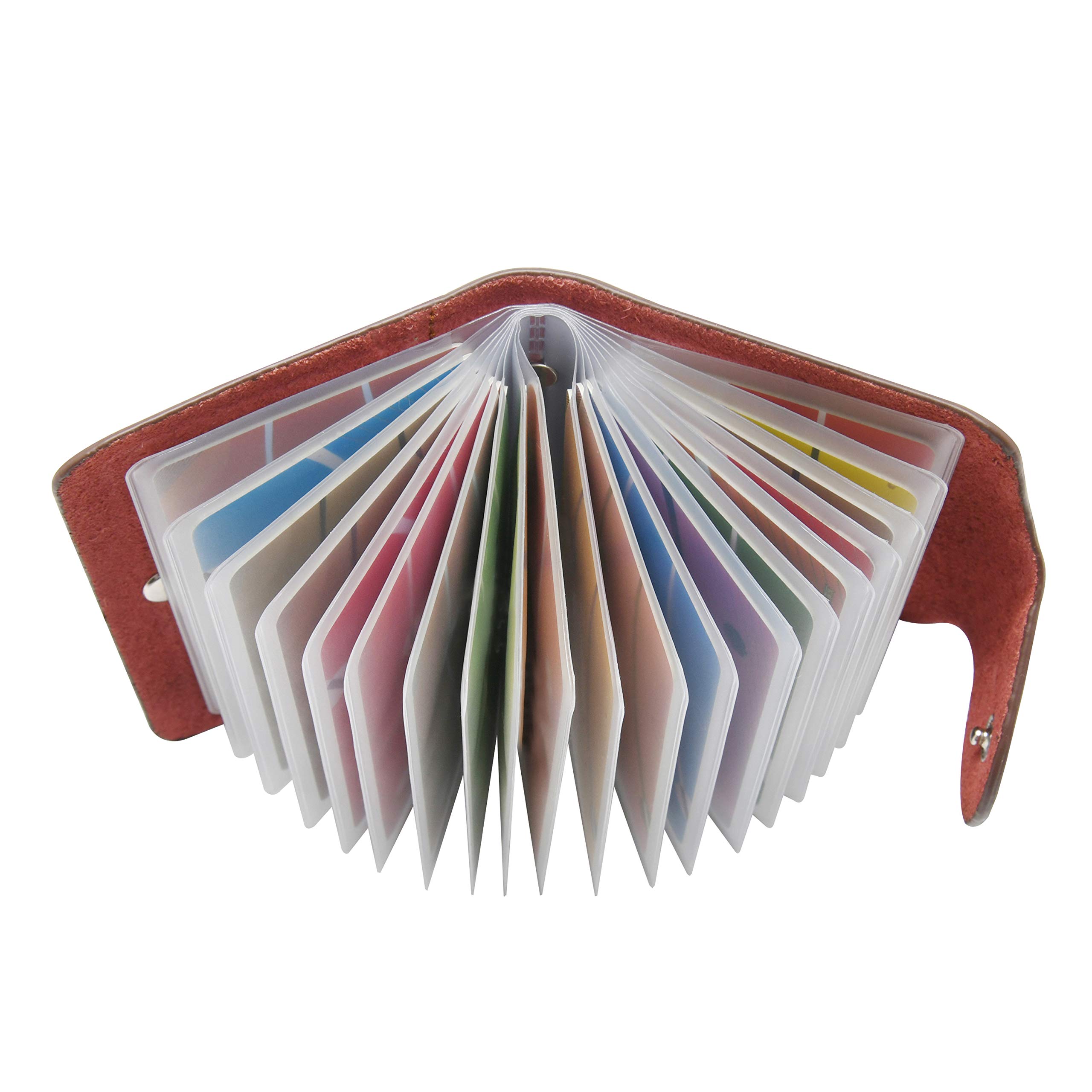 GERIINEER Credit Card Holder for Women Men Leather 20 Slots, Dark Brown, 10.5cm*7.5cm*2.5cm, Classic