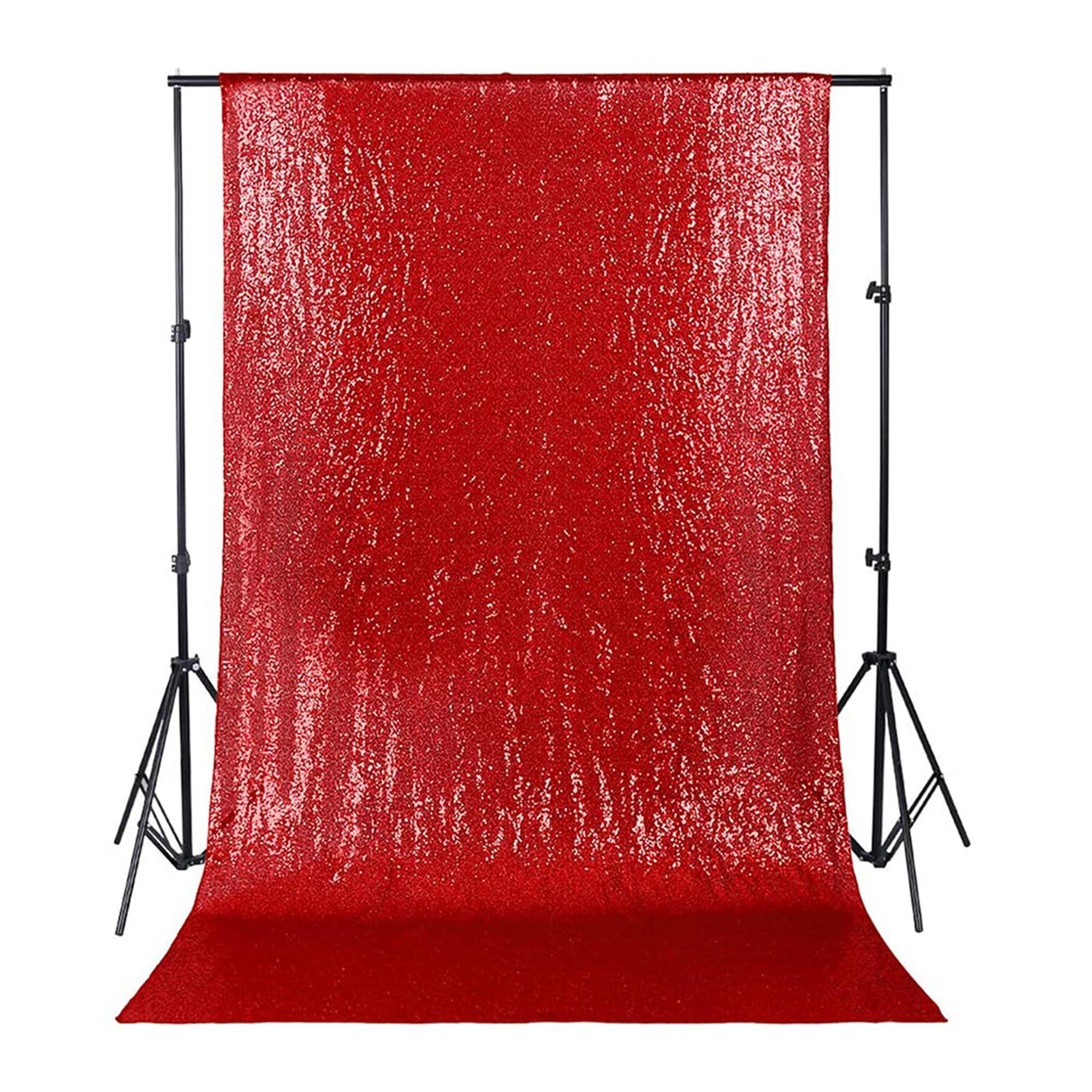 Trimming Shop Red Sequin Backdrop Curtain 4ft x 7ft Sparkling Glitter Backdrop High-Density Sequin Fabric, Photography Background for Weddings, Birthdays, Parties, Christmas & Event Decoration — image 1