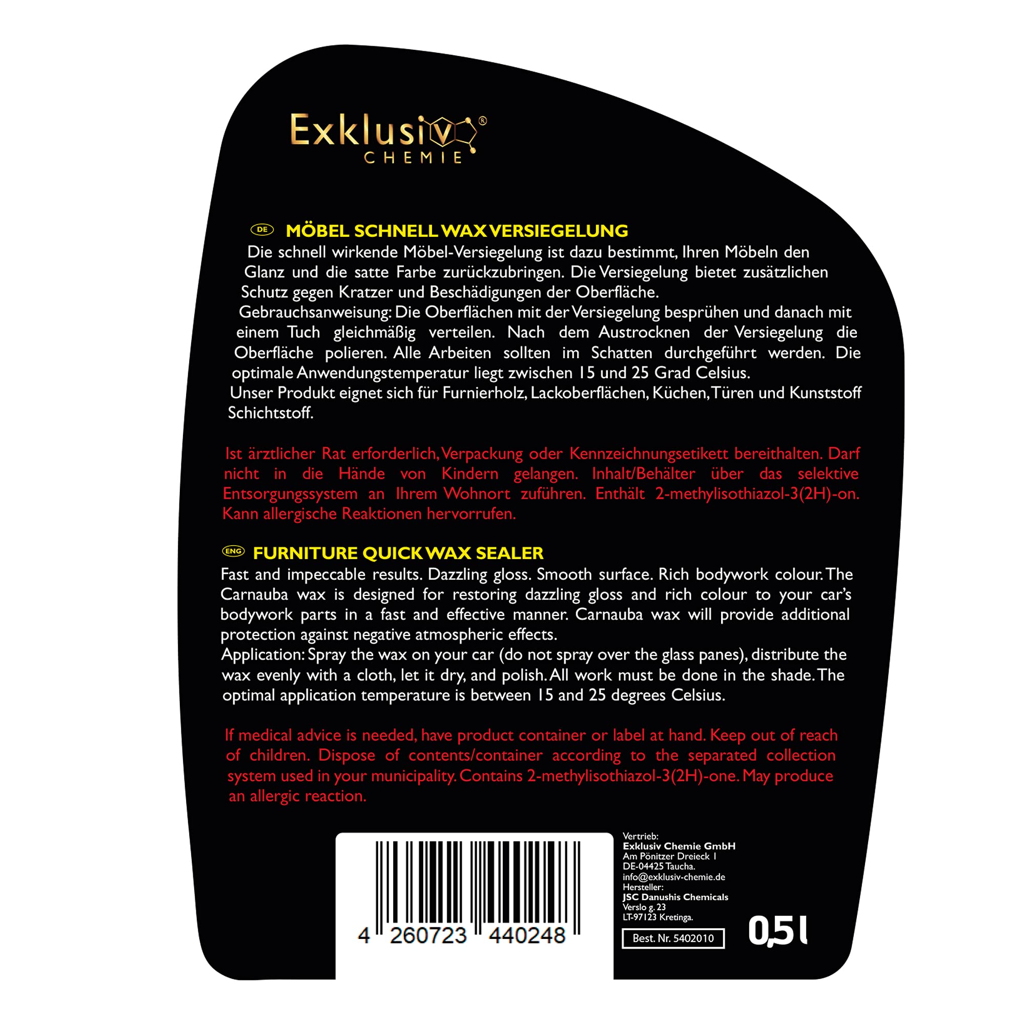 Exklusiv Chemie Möbel Schnell Wax | Hochglanz Versiegelung 500 ml 7