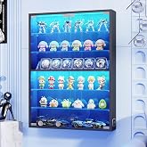 Aauro Home Wall Display Case with Glass Doors, Sports Card Display Case | 6-Tier, Adjustable Glass Shelves, Shot Glass Display Case for Collectibles, Display Cabinet for Trading Cards, Black