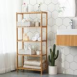 SONGMICS Bamboo 5-Tier Adjustable Storage Shelf 132 cm Natural view 4