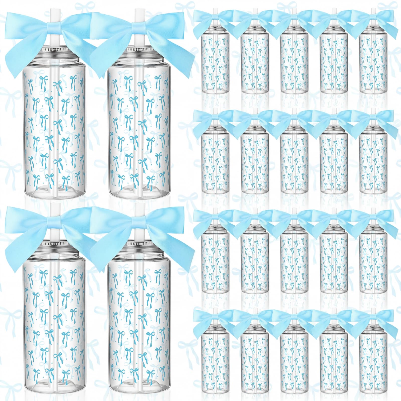 Photo 1 of Singhoow 24 Pcs Blue Bow Plastic Cups Coquette Bow Aesthetic Cup with Lids and Straws 14 oz Reusable Cute Bow Plastic Tumbler with Ribbon Bow for Women Birthday Bridal Shower Wedding Party Supplies