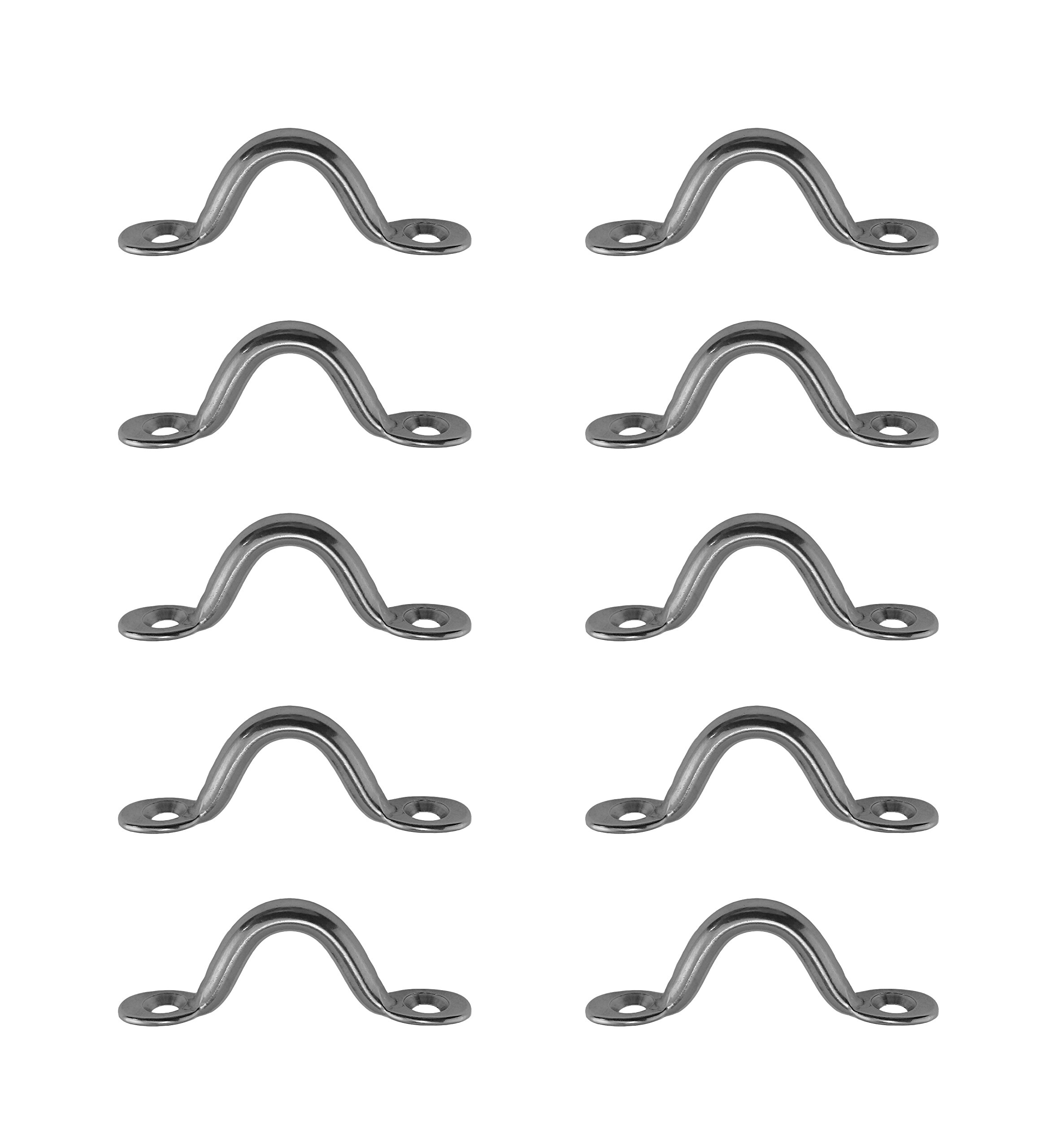 10 Pieces Stainless Steel 316 3/16" (5mm) Pad Eye Bimini 2" Length Marine Grade