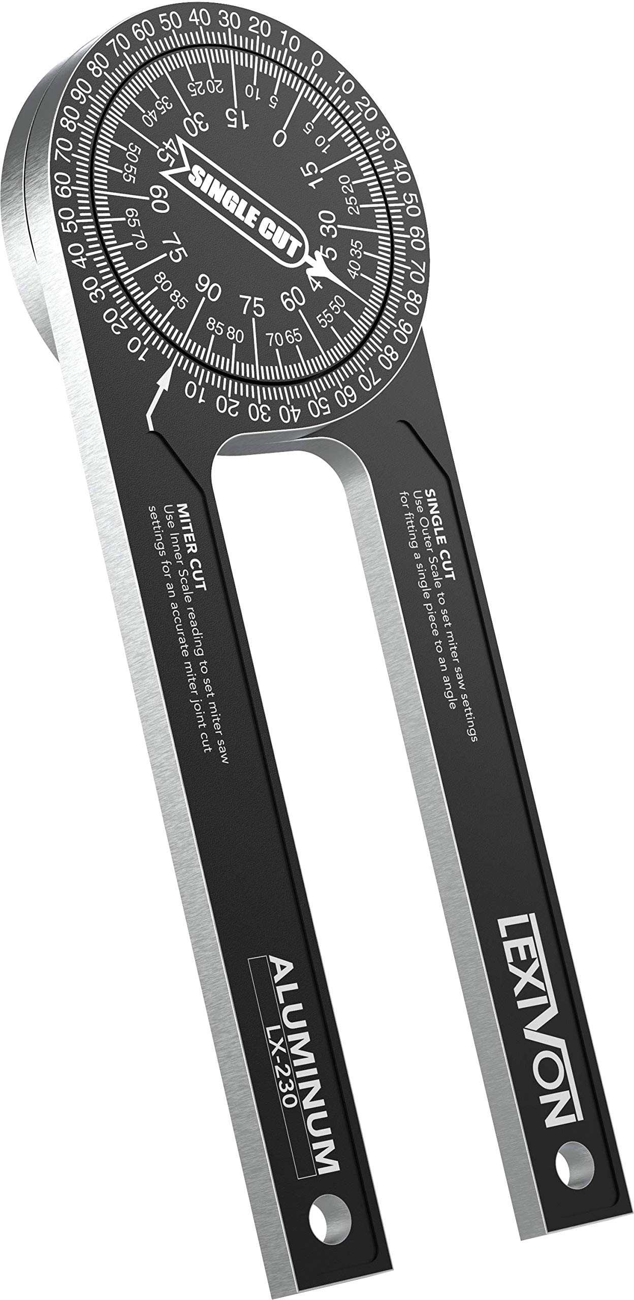 LEXIVON Aluminum Miter Saw Protractor | 7-Inch Rust Proof Angle Finder Featuring Precision Laser Engraved Scales (LX-230)
