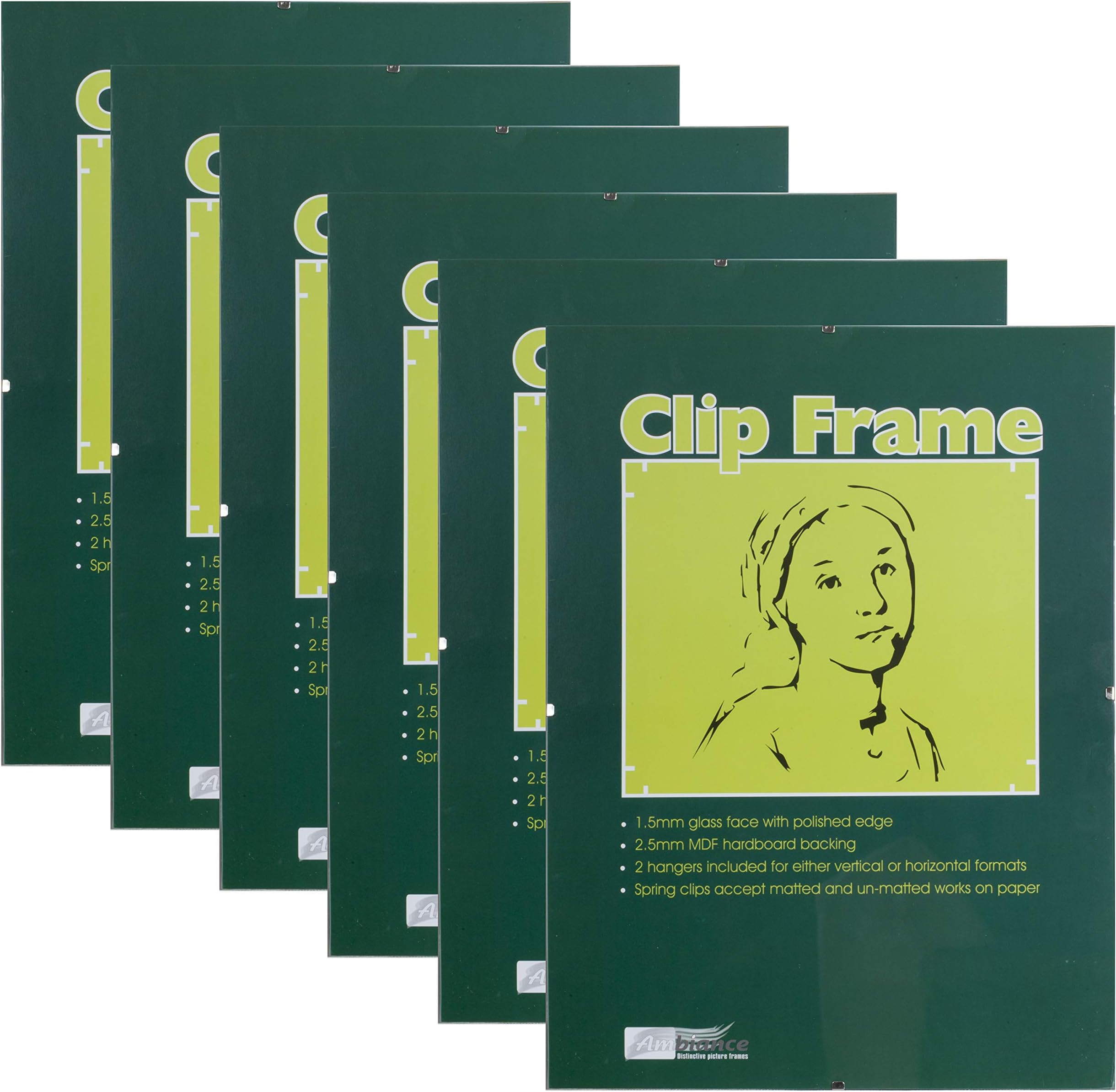 - Ambiance Gallery Clip Frame - 9x12-6 Pack of Modern Low-Profile Invisible Minimalist Picture Frames - Poster Frames with Glass and Backing