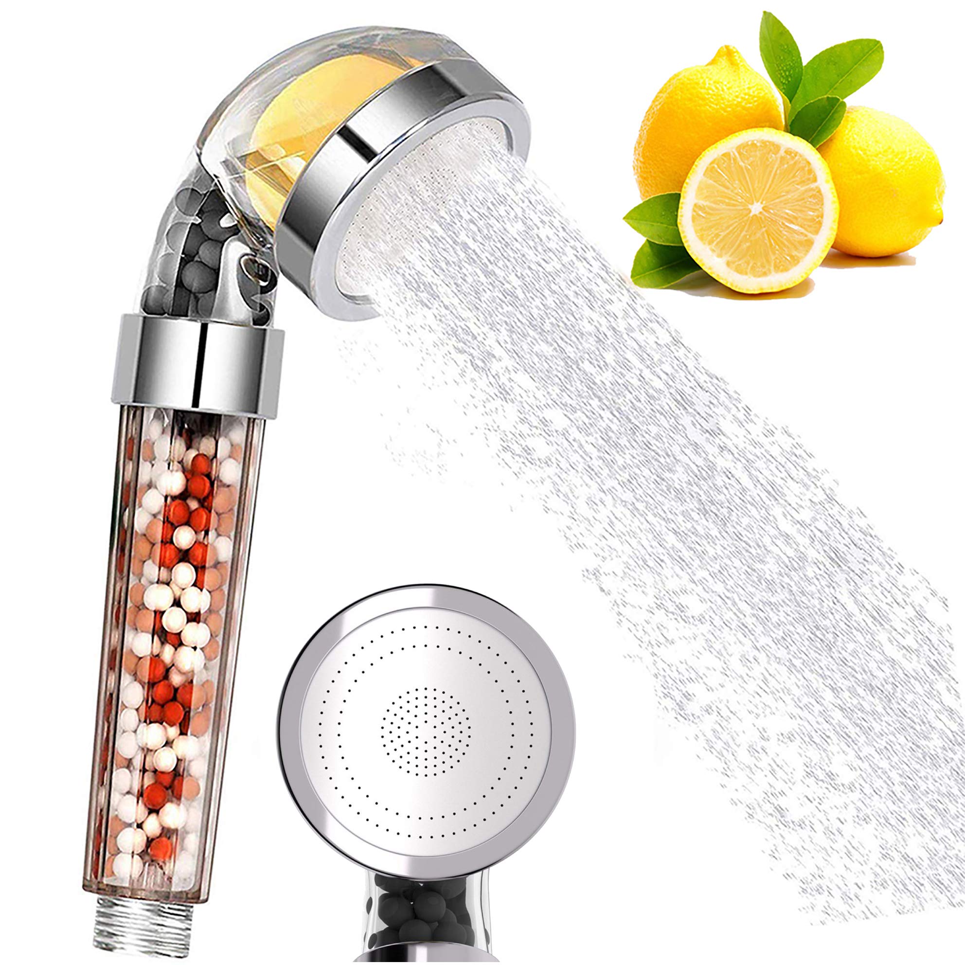 High Pressure Filtered Shower Head, Ionic Bath Shower Handheld with Vitamin C, Water Saving Head Shower - Ionic Stone Filter Remove Chlorine & Fluoride & Calcium for Dry Skin & Hair