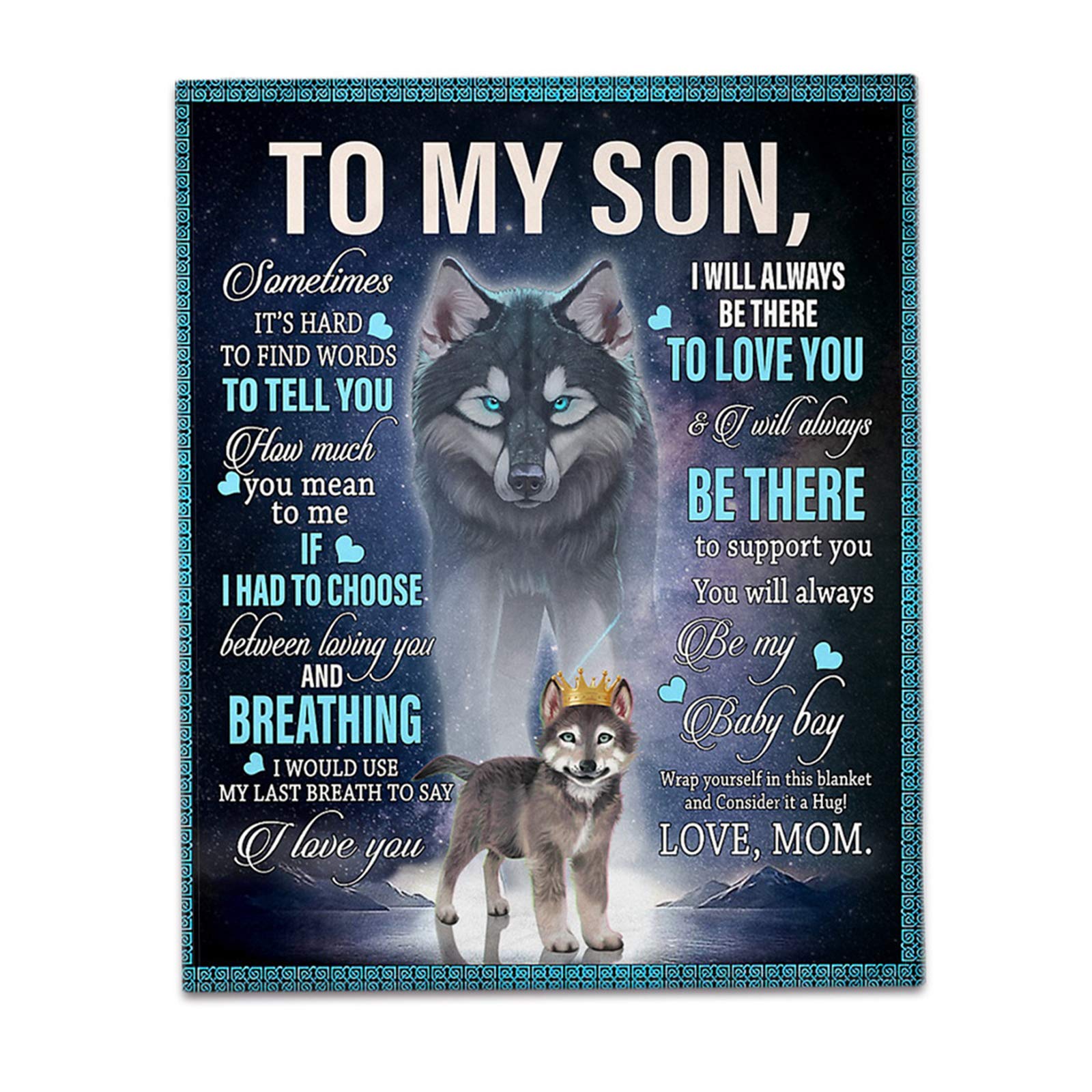 VanderHOME Flannel Blanket Personalized Message Letter Blanket - dad mom to daughter son blanket, Positive Encourage and Love Children gift for Christmas Thanksgiving mom to son B 130 * 150cm