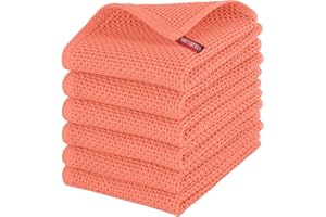Elegant Comfort 100% Turkish Cotton 6-Pack Waffle Premium Kitchen Towels - Quick Drying and Super Absorbent Kitchen Dishcloth