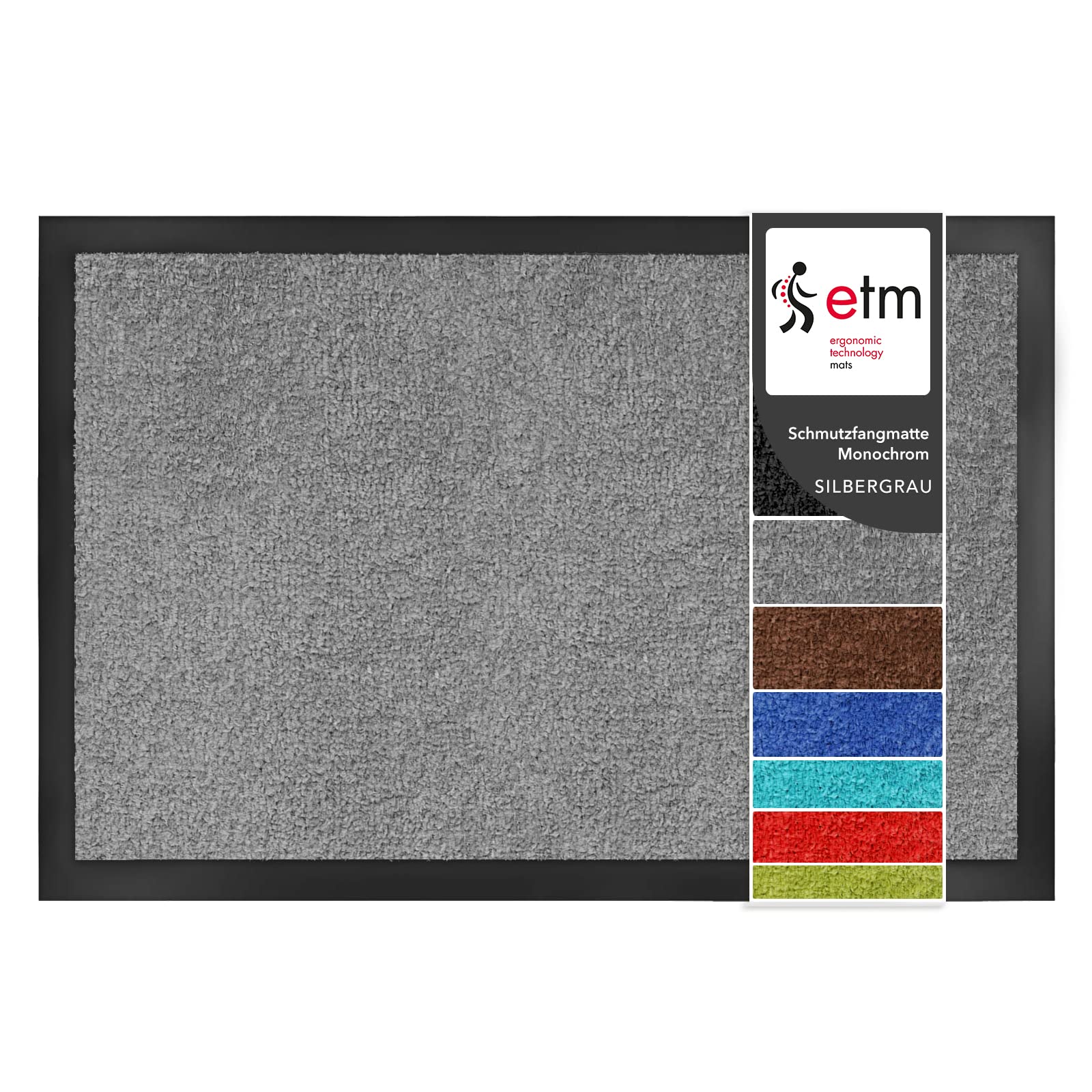 etm Dirt Trapper Door Mat Entrance Mat Monochrome (Grey, 90 x 150 cm) Indoor & Outdoor Doormat, Washable Front Door Mat Non-Slip Backing Super Absorbent Floor Mat Entrance Rug Barrier Mat